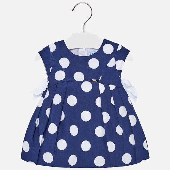 Mayoral Navy‎ Polka Dot Party Dress 24M 92cm 100% Cotton - Picture 1 of 5